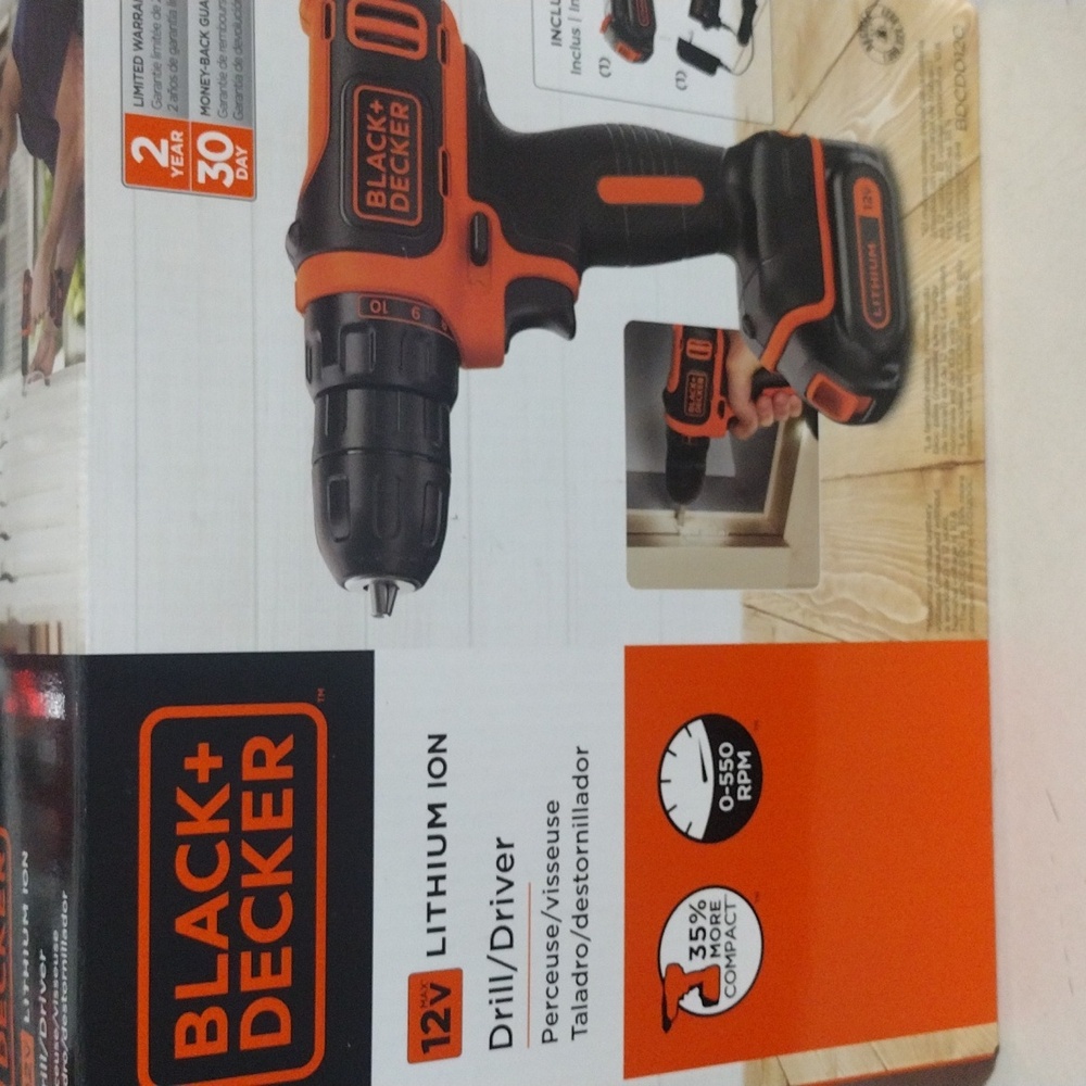Black & Decker 12V Drill/Driver - Black and Orange